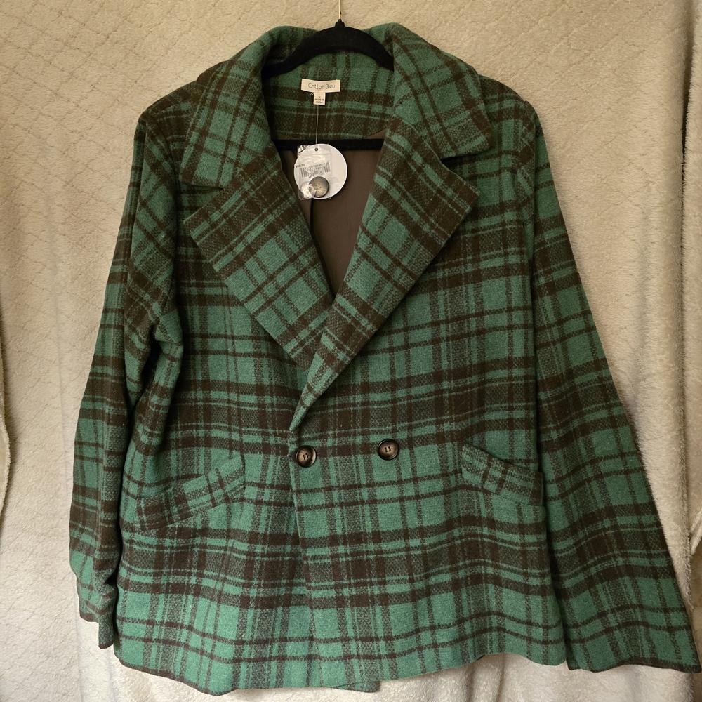 Green and Brown Plaid Jacket